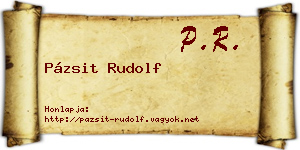 Pázsit Rudolf névjegykártya